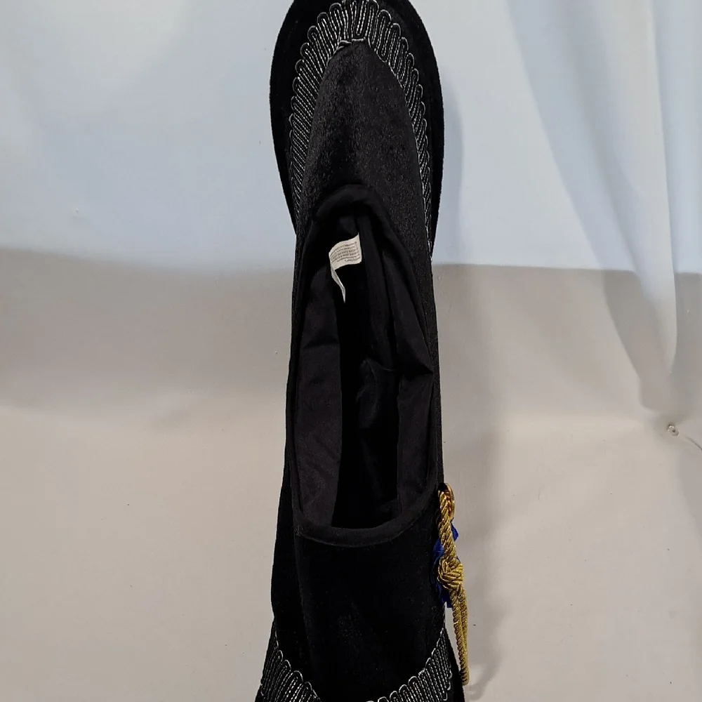 Majestic Black Hat with Blue and Gold Accents